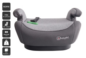 Sitzerhauser pentru copii babyGO Bursa IV, 125-150 cm, cu Isofix, gri - Img 2