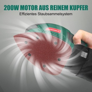 Slefuitor Delta HYCHIKA 200W cu 12 foi abrazive si sistem eficient de colectare a prafului - Img 2
