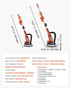 Slefuitor electric VEVOR WS225-KCL, 950 W, 255 mm, cu LED si 15 discuri - Img 7