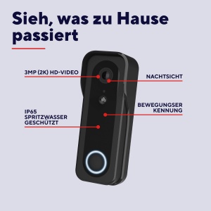 Sonerie Video Inteligenta Trust cu Camera 2K HD, Wi-Fi, Negru - Img 2