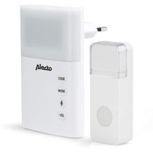 Sonerie wireless Alecto ADB-19, cu blitz, IP44, 30m raza, 36 melodii, alba