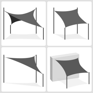SONGMICS Sonnensegel 2x2m HDPE Protectie UV Culoare Gri Fumuriu - Img 7