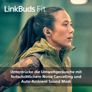 Sony LinkBuds Fit - Casti Bluetooth fara fir cu anulare a zgomotului - Confortabile usoare sunet de inalta rezolutie protectie IPX4 mod sunet ambienta - Img 6