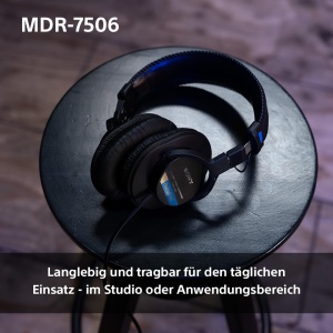 Sony MDR-7506 Casti pentru monitor de studio, inchise, cu fir, 10 Hz-20 kHz, 63 ohmi, usoare, design pliabil (227 g), ideale pentru inregistrare si mixare in studio, incl. carcasa, negru - Img 6