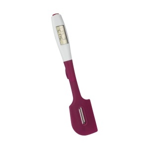 Spatula din silicon Metaltex cu termometru digital, alba, 22,8 x 12,4 x 3,8 cm