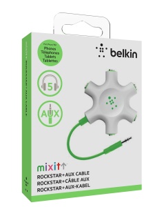 Splitter audio Belkin F8Z274BT Rockstar, 5 cai, alb-verde, material textil - Img 2