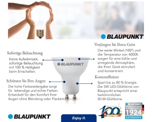 Spot LED Blaupunkt GU10 5W 500 Lumen 4000K Neutral, 10 bucati - Img 4