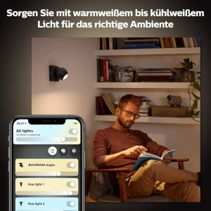 Spot LED Philips Hue White Ambiance Buckram, 250lm, negru, dimabil - Img 4