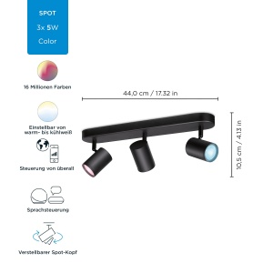 Spot LED WiZ Imageo 3 buc, dimmabil, 16 milioane culori, negru - Img 13