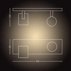Spoturi LED Philips Hue White Ambiance Runner 2x5W Negru Dimmer inclus Lumina reglabila - Img 2