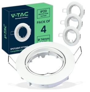 Spoturi LED V-TAC 4x cu montaj in tavan, din aluminiu, rotunde, pentru GU10