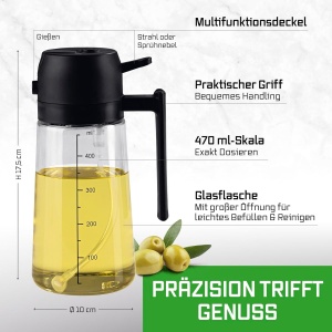 Spray de ulei GOURMETmaxx 2-in-1 din sticla, 470 ml, set de 2, reutilizabil - Img 8