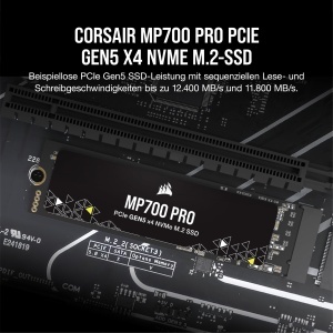 SSD Corsair MP700 PRO 1TB M.2 PCIe Gen5 NVMe 2.0 - 12400MBs citire, negru - Img 2