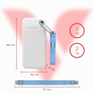 SSD Extern Verbatim Pocket 1TB USB 3.2 Gen 2 Alb si Albastru - Img 2