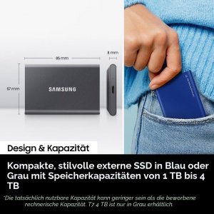 SSD Portabil Samsung T7, 2 TB, USB 3.2, 1050 MBs, Gri - Img 4