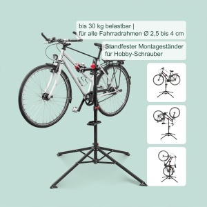 Stand de reparatii bicicleta Relaxdays, ajustabil 110-190 cm, cu suport unelte - Img 6