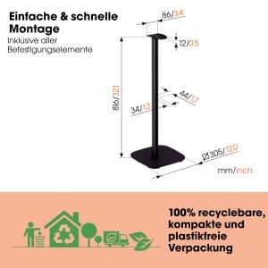 Stand pentru boxe Sonos Era 300 Vogels SFS 4133, inaltime 82 cm, negru - Img 6