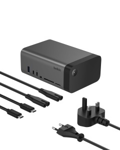 Statia de andocare Belkin USB-C 11-in-1 Pro GaN, 150 W, suport pentru 3 monitoare