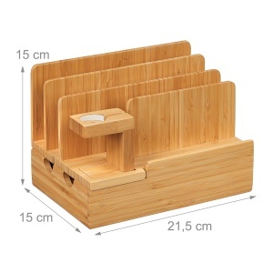Statia de incarcare Relaxdays pentru Apple Watch, Bambus, 15 x 21,5 x 15 cm - Img 4