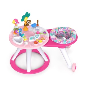 Statia de Joaca 2-in-1 Bright Starts Around We Go Tropic Coral, 10 Activitati, Roz