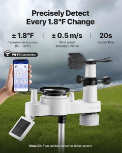 Statia Meteo VEVOR 7-in-1 cu Display de 7,5 Inch, Sensor Exterior Solar, Wi-Fi - Img 3