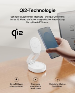 Statie de incarcare wireless Belkin BoostCharge 2-in-1 Qi2 15W alba - Img 4