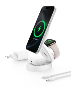 Statie de incarcare wireless Belkin BoostCharge 3-in-1 Qi2 15W