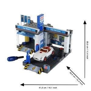 Statie de Service Auto Bosch Theo Klein 8647 cu Hebebuhne si Waschanlage, Dimensiuni 41x39x29 cm - Img 4
