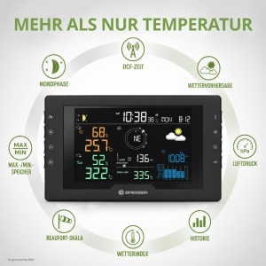 Statie Meteo Bresser Azores Profi cu 5-in-1 Senzor Exterior, Display Colorat - Img 7