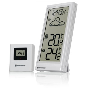 Statie Meteo Bresser Meteo Temp cu Sensor Exterior, Display Mare, Alb