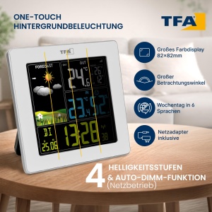 Statie meteo digitala TFA Dostmann SUN2, afisaj colorat, senzor exterior - Img 3