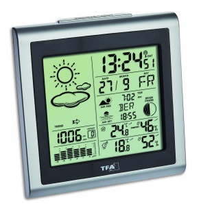 Statie meteo TFA Dostmann Largo 35114554 cu senzor wireless afisaj temperaturi si umiditate interiorexterior argintiu - Img 3
