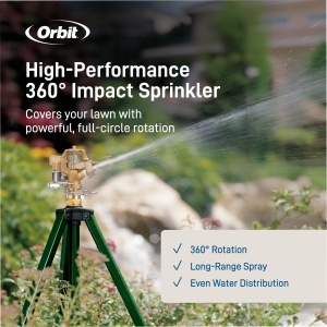 Stativ pentru Sprinkler Orbit 58308 cu Cap de Brass, Reglabil 25-48 inch, Acoperire 20-40 ft - Img 3