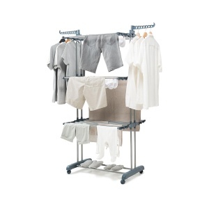 Stativ vertical pentru rufe Dolver InnovaGoods, 24 stang, 40 kg capacitate, cu roti