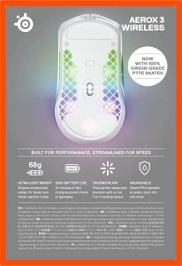 SteelSeries Aerox 3 Wireless Gaming Mouse RGB 18000 DPI Snow - Img 11