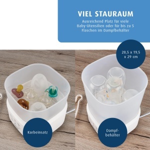 Sterilizator cu aburi reer VapoDryS pentru 5 sticle, 500W, albantracit - Img 5