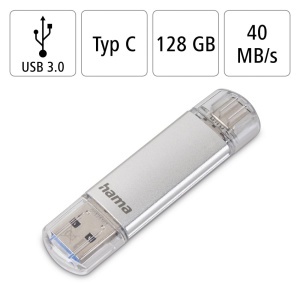 Stick USB Hama C-Laeta 128GB USB 3.2 Type-C, Viteza 40MBs, Argintiu - Img 2
