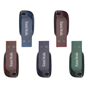 Stick USB SanDisk Cruzer Blade 32 GB 5 bucati, USB 2.0, LilaRotBlauVerdePortocalie