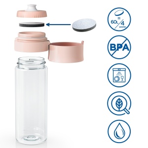 Sticla cu filtru de apa BRITA Model Vital Rosa (600 ml) cu 2 filtre MicroDisc pentru a fi hidratat oriunde, indeparteaza clorul, impuritatile, hormonii si conserva mineralele. - Img 4