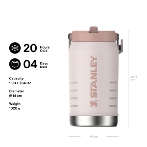 Sticla de apa Stanley IceFlow 2.0, 1.9L, culoare Rose Quartz - Img 2