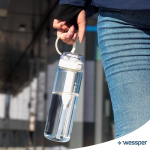 Sticla de Apa Wessper Clarti 680ml cu Filtru Activ, Borosilikat, Transparent - Img 6