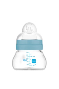 Sticla de hranire MAM Feel Good, 90 ml, cu tetina din silicon, albastra