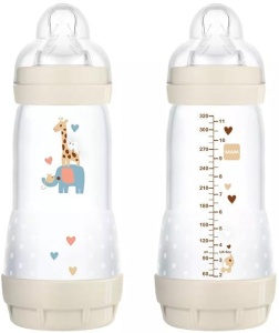 Sticla pentru bebelusi MAM Easy Start 320 ml, anti-colici, auto-sterilizare, culoare neutra
