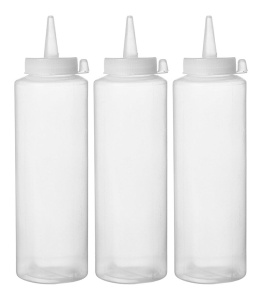 Sticle dozatoare Hendi, set 3 bucati, 350 ml, transparente, din polietilena