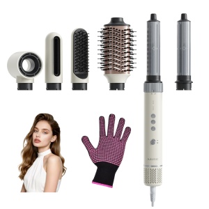 Stilizer de par 6-in-1, 110000 RPM, alb, cu accesorii pentru ondulare si indreptare