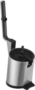 Storcator electric de portocale WMF Profi Plus, storcator de lamaie cu parghie din otel inoxidabil, storcator de lamaie, storcator de citrice, storcator de portocale cu suport pentru fructe, 160 wati, opritor de picurare, otel inoxidabil mat - Img 10