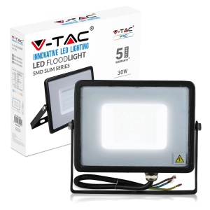 Straler LED V-TAC VT-30, 30W, IP65, 6400K, 2400 Lumen, Negru