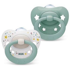 Sucitor de suzete NUK Signature, 0-6 luni, silicon, design in forma de inima, 2 bucati