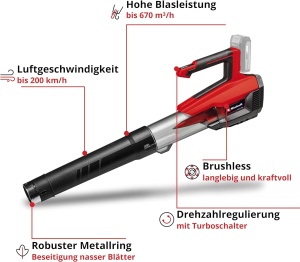 Suflanta de frunze Einhell GP-LB 18200 Li GK-Solo 18V 670 m3h Motor Brushless Fara acumulator - Img 3