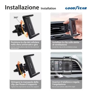 Suport auto pentru telefon Goodyear, 360 rotativ, compatibil cu telefoane de pana la 6,7 inch - Img 5